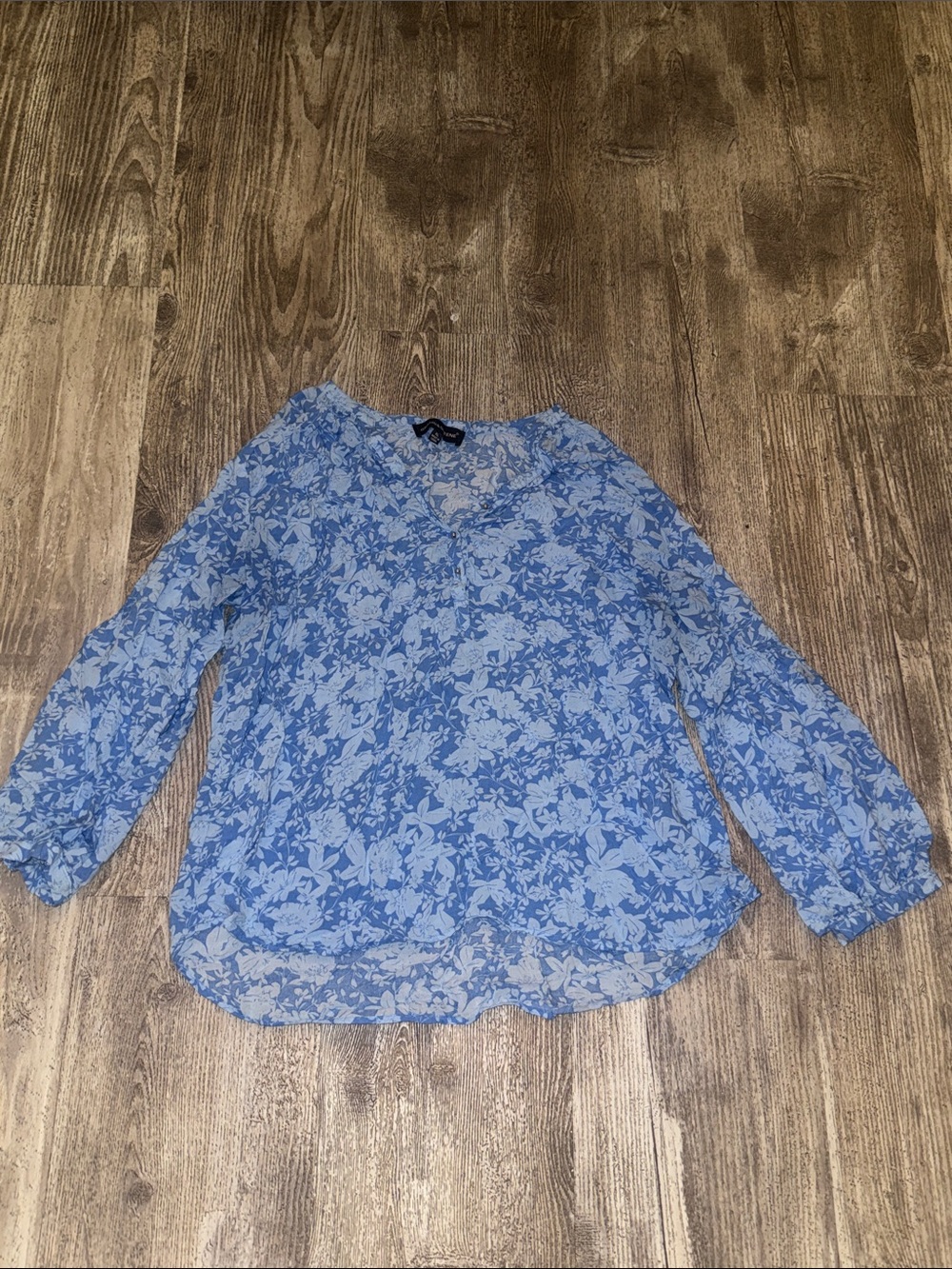 grand & greene Light Blue Floral V-Neck Blouse